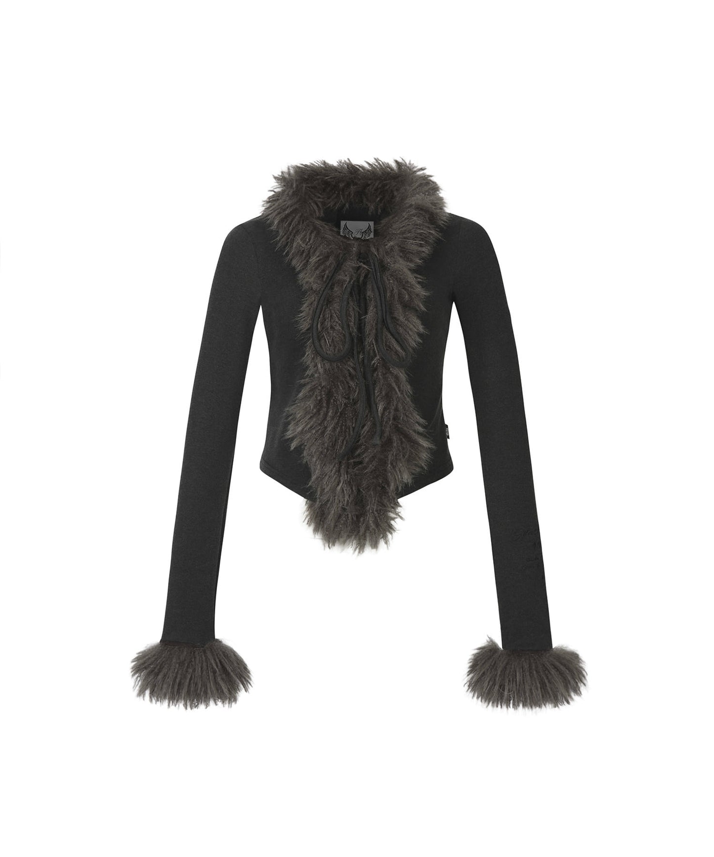 FUR TRIMMING CARDIGAN_BLACK