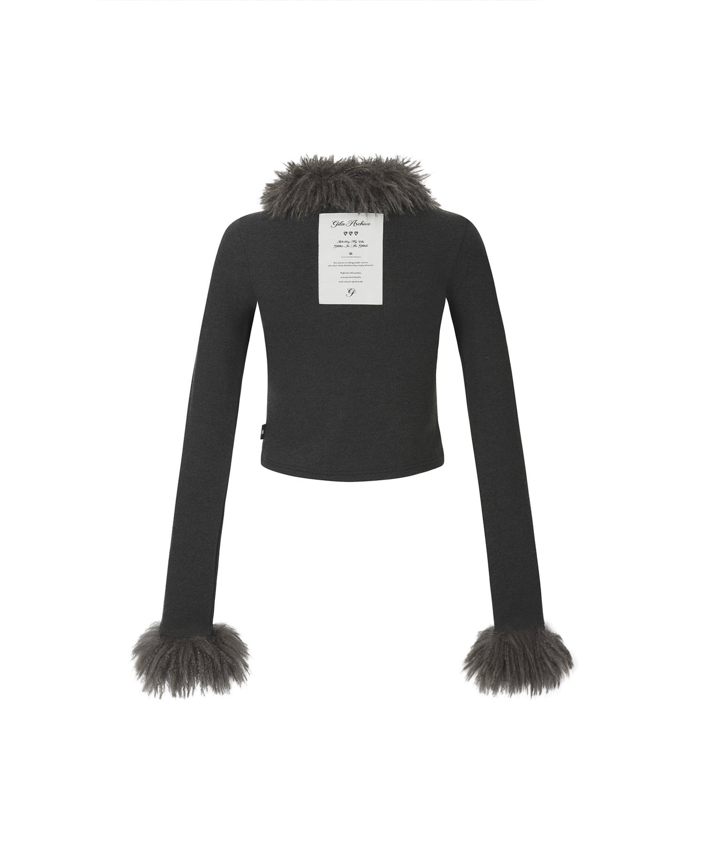 FUR TRIMMING CARDIGAN_BLACK