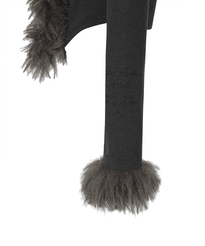 FUR TRIMMING CARDIGAN_BLACK