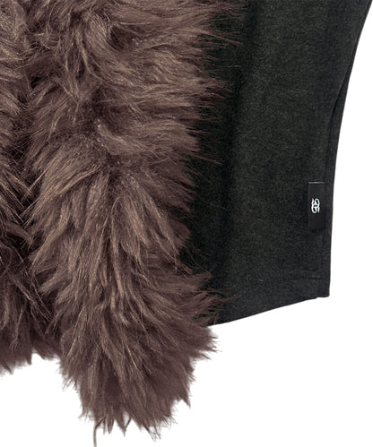 FUR TRIMMING CARDIGAN_BLACK