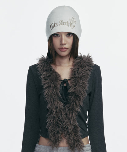 CROSS PATCHED LOGO BEANIE_IVORY