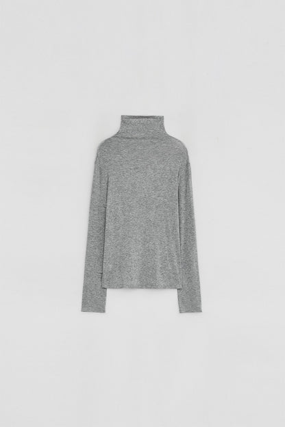 DIAGONAL BUTTON SLIT TOP-GREY