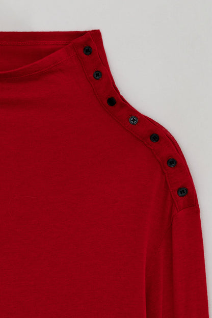 DIAGONAL BUTTON SLIT TOP-RED