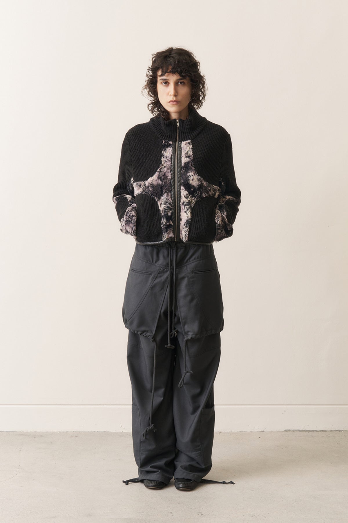 Knit & Fur Quad Jacket, Blackout