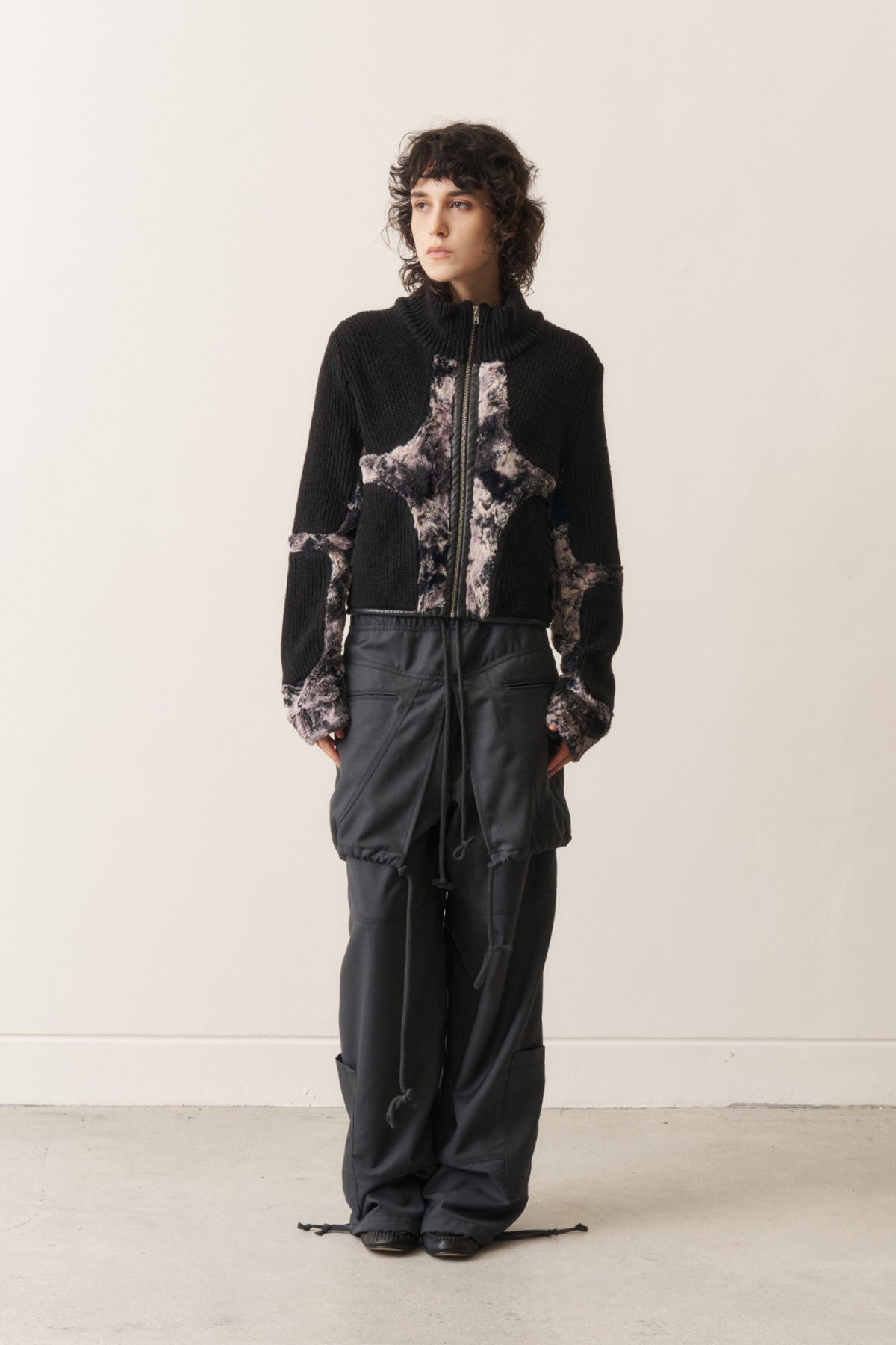 Knit & Fur Quad Jacket, Blackout