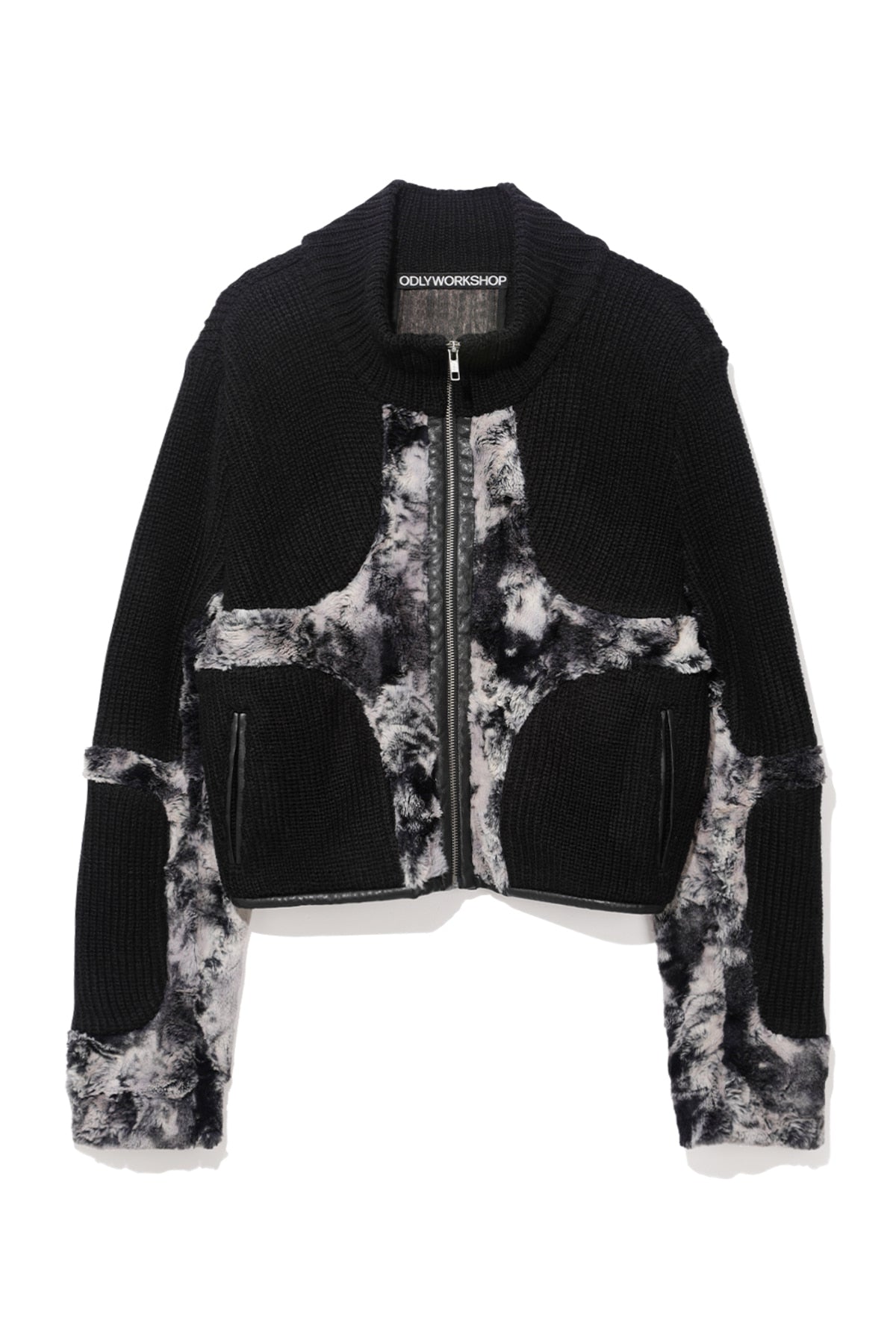 Knit & Fur Quad Jacket, Blackout