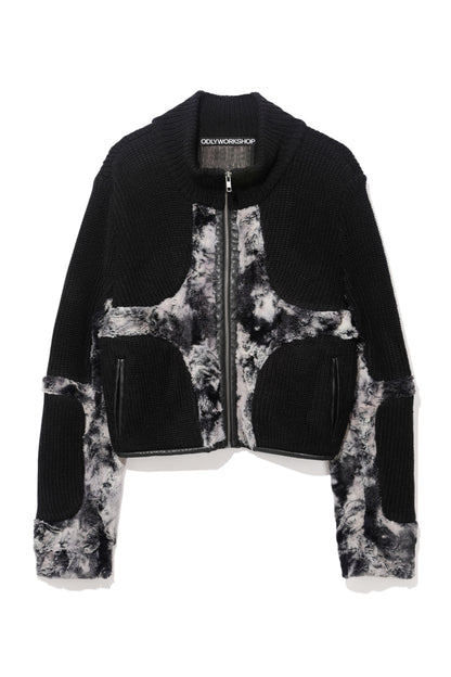 Knit & Fur Quad Jacket, Blackout