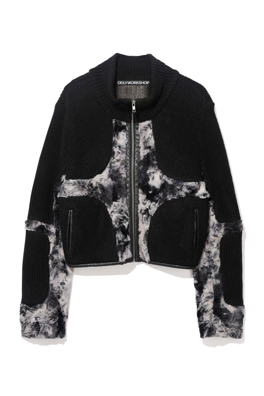 Knit & Fur Quad Jacket, Blackout