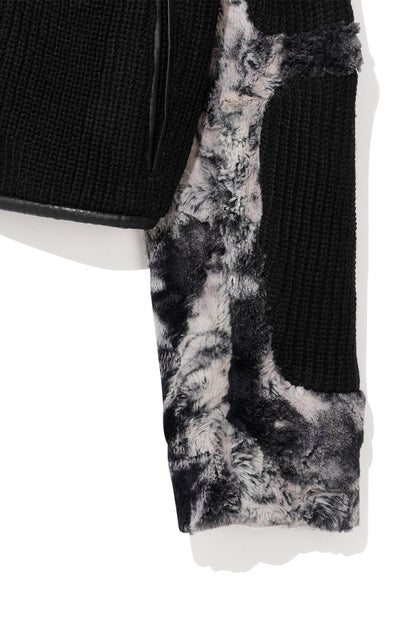 Knit & Fur Quad Jacket, Blackout