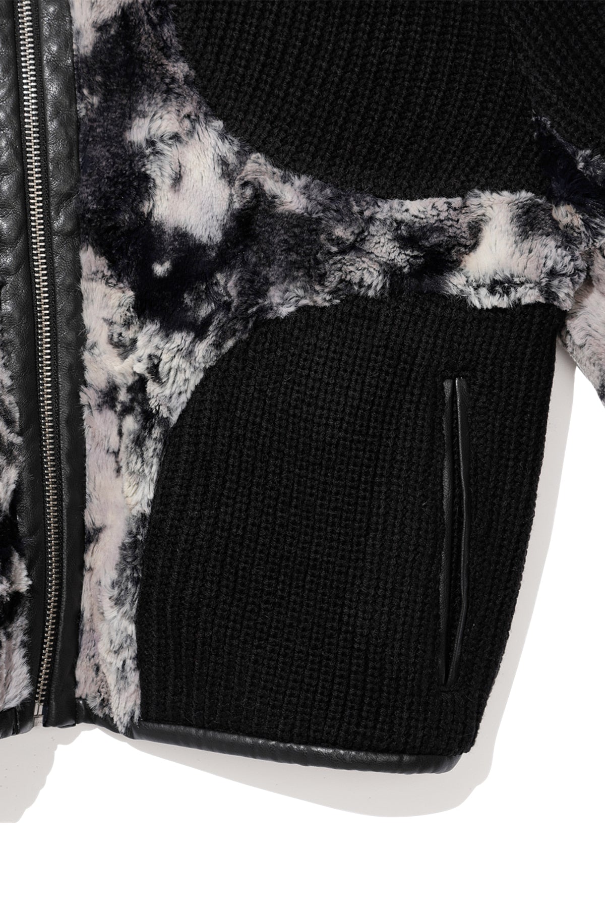 Knit & Fur Quad Jacket, Blackout