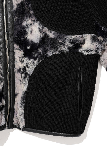 Knit & Fur Quad Jacket, Blackout