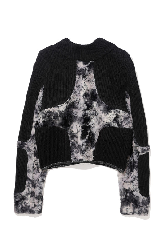 Knit & Fur Quad Jacket, Blackout