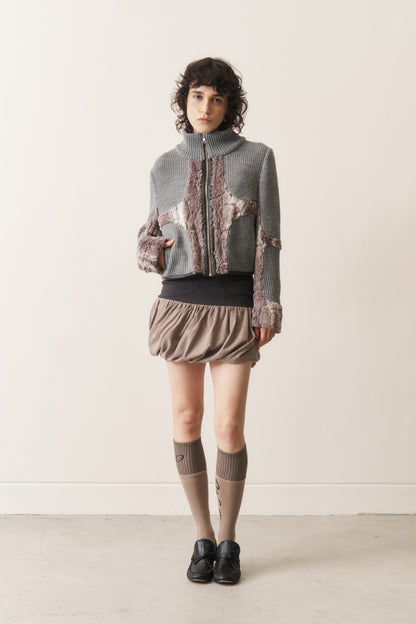 Knit & Fur Quad Jacket, Ashen
