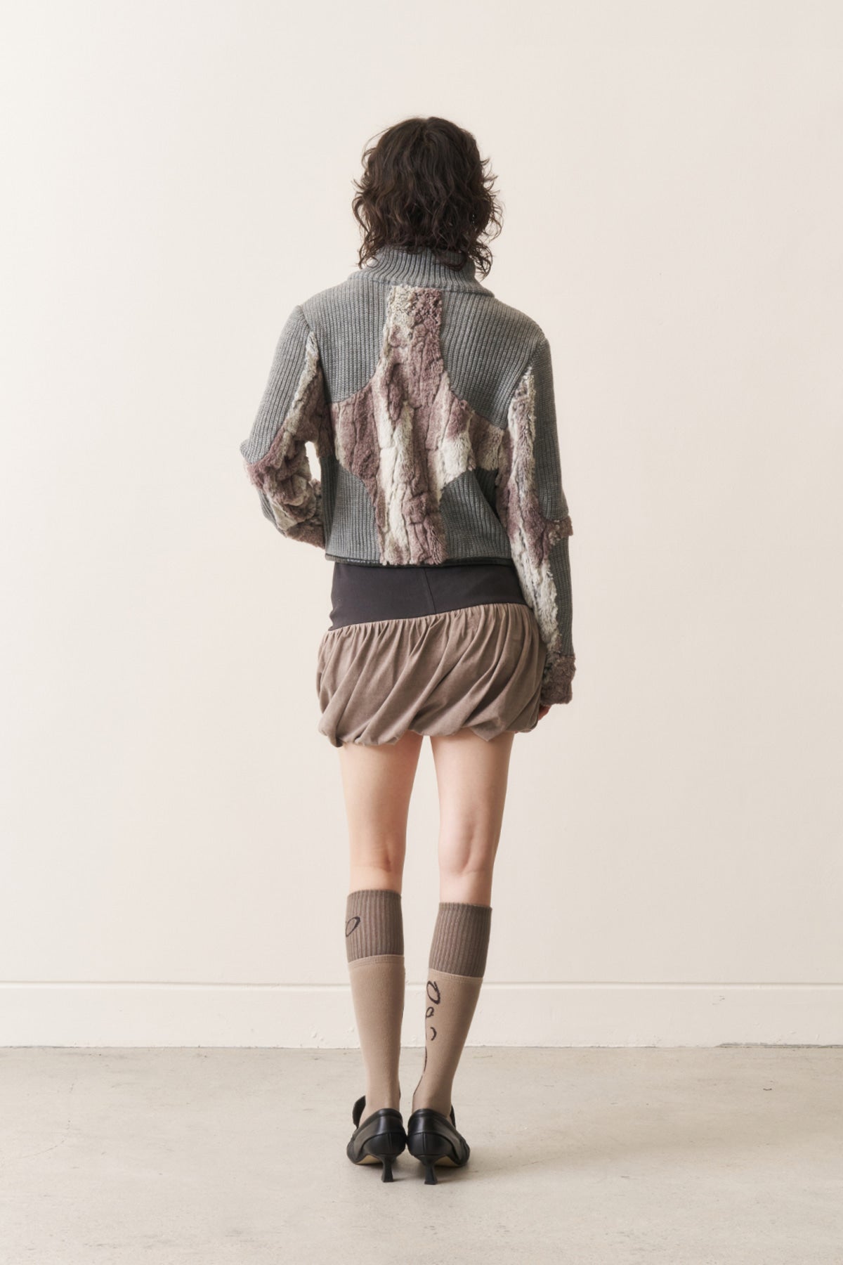 Knit & Fur Quad Jacket, Ashen