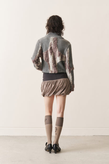 Knit & Fur Quad Jacket, Ashen