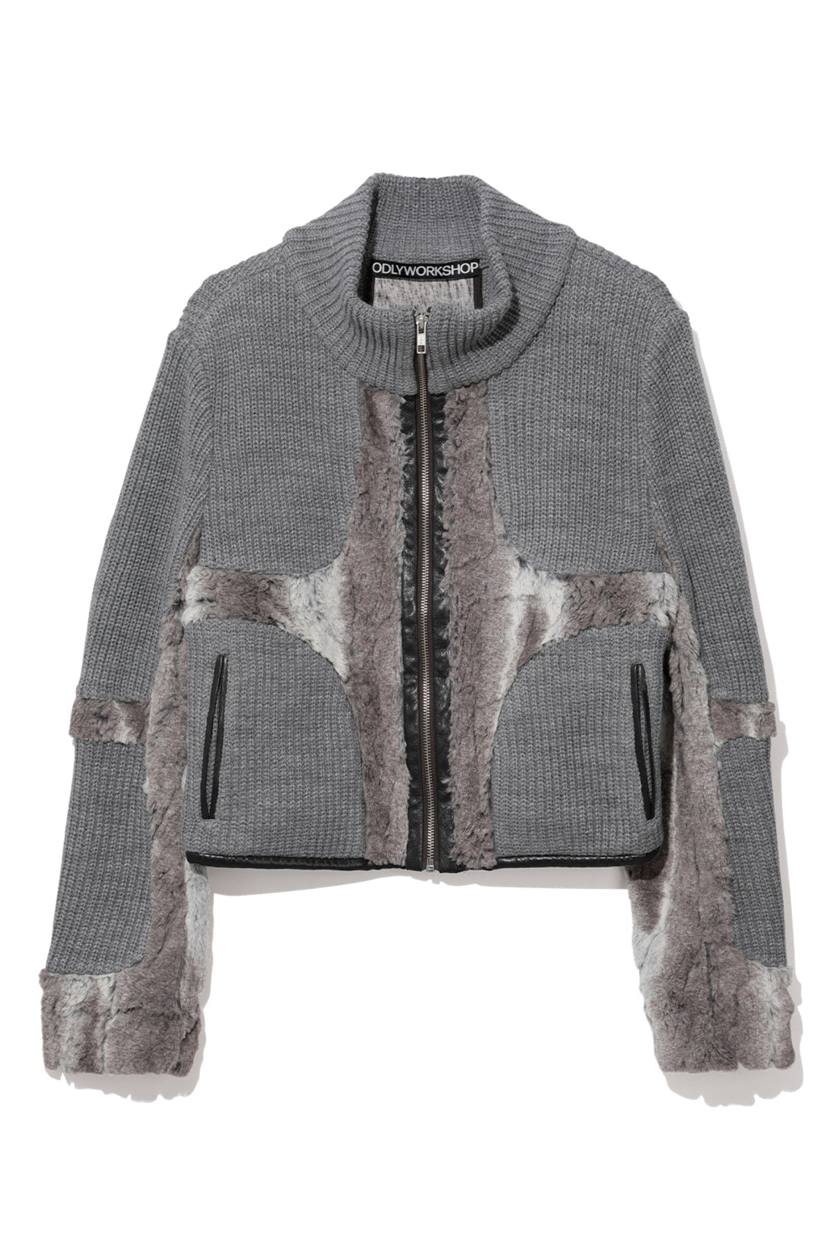 Knit & Fur Quad Jacket, Ashen