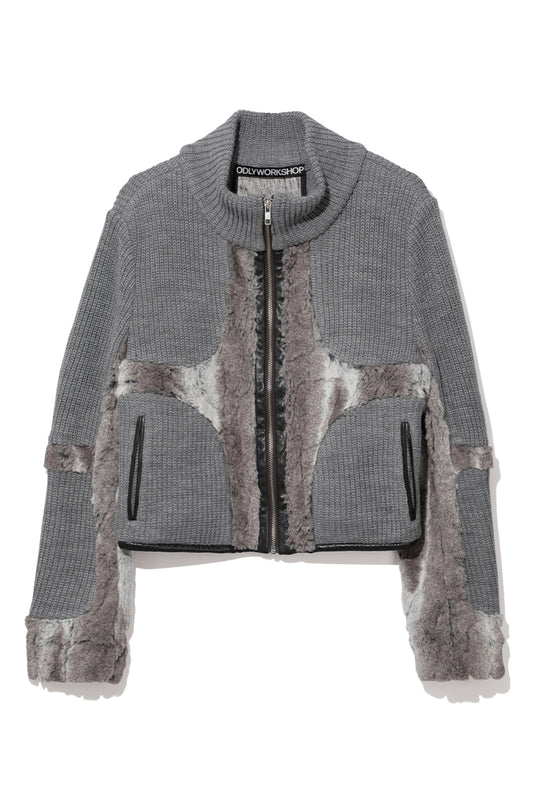 Knit & Fur Quad Jacket, Ashen