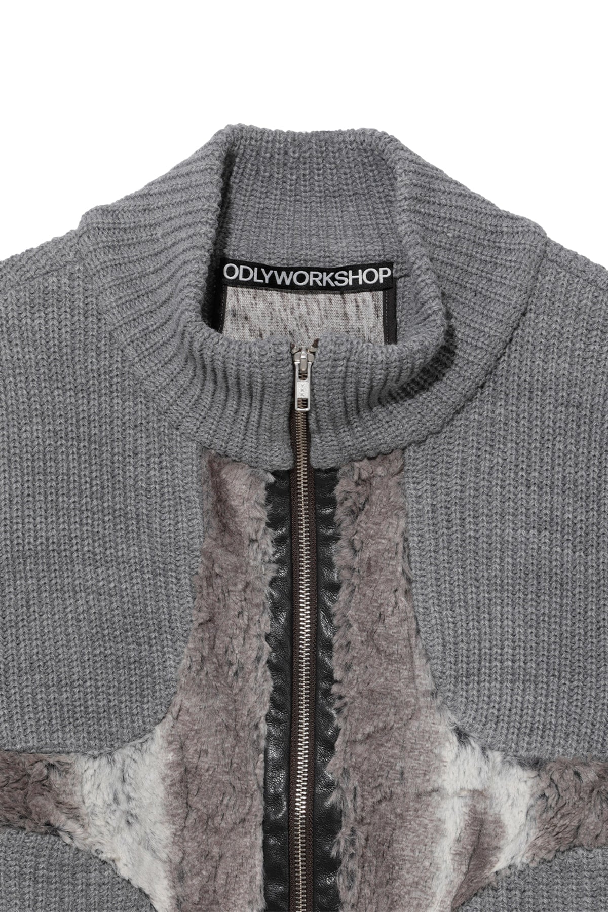 Knit & Fur Quad Jacket, Ashen