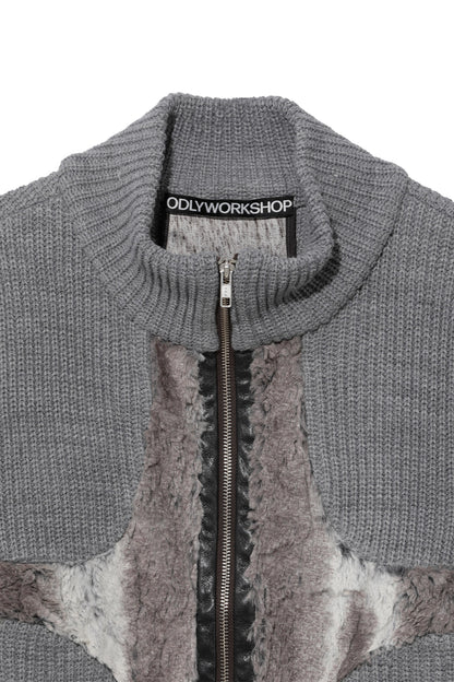 Knit & Fur Quad Jacket, Ashen