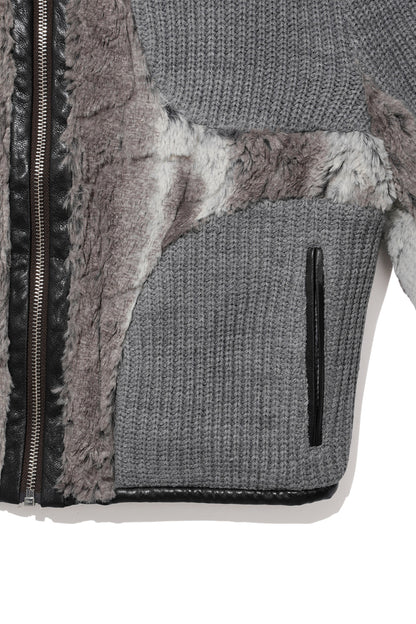 Knit & Fur Quad Jacket, Ashen