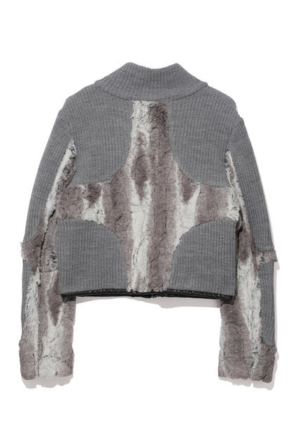Knit & Fur Quad Jacket, Ashen