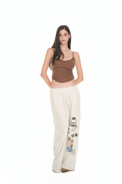 PRINTED WAFFLE PANTS (IVORY)