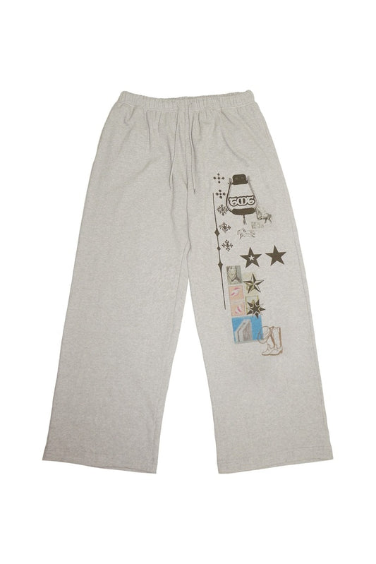 PRINTED WAFFLE PANTS (IVORY)