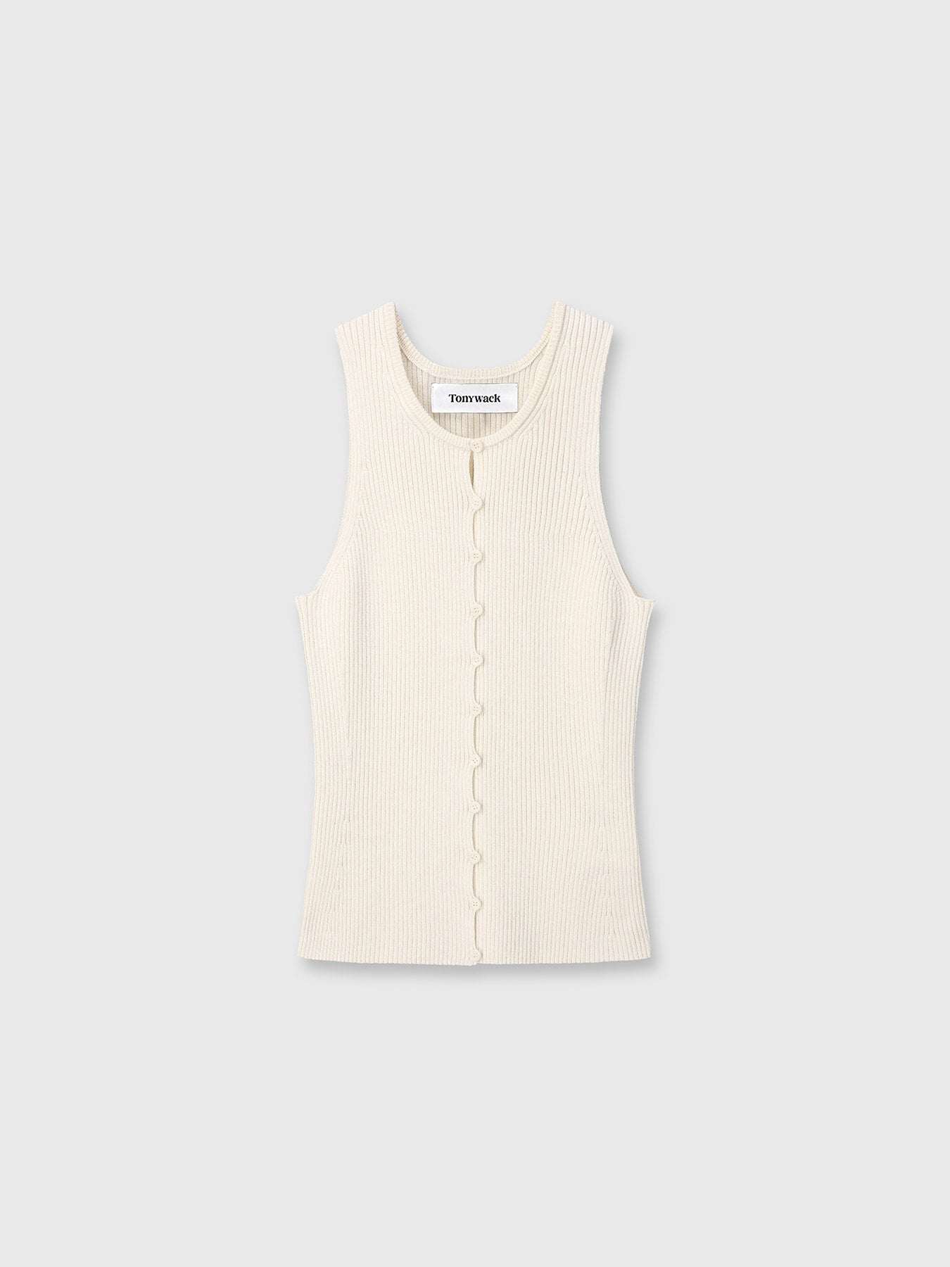 BUTTON RIBBED SLEEVELESS CARDIGAN