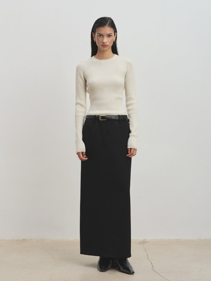 BUTTON RIBBED SLEEVELESS CARDIGAN