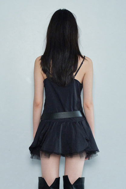 Lace Frill Dress / Black