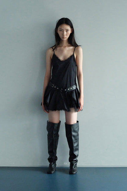 Lace Frill Dress / Black