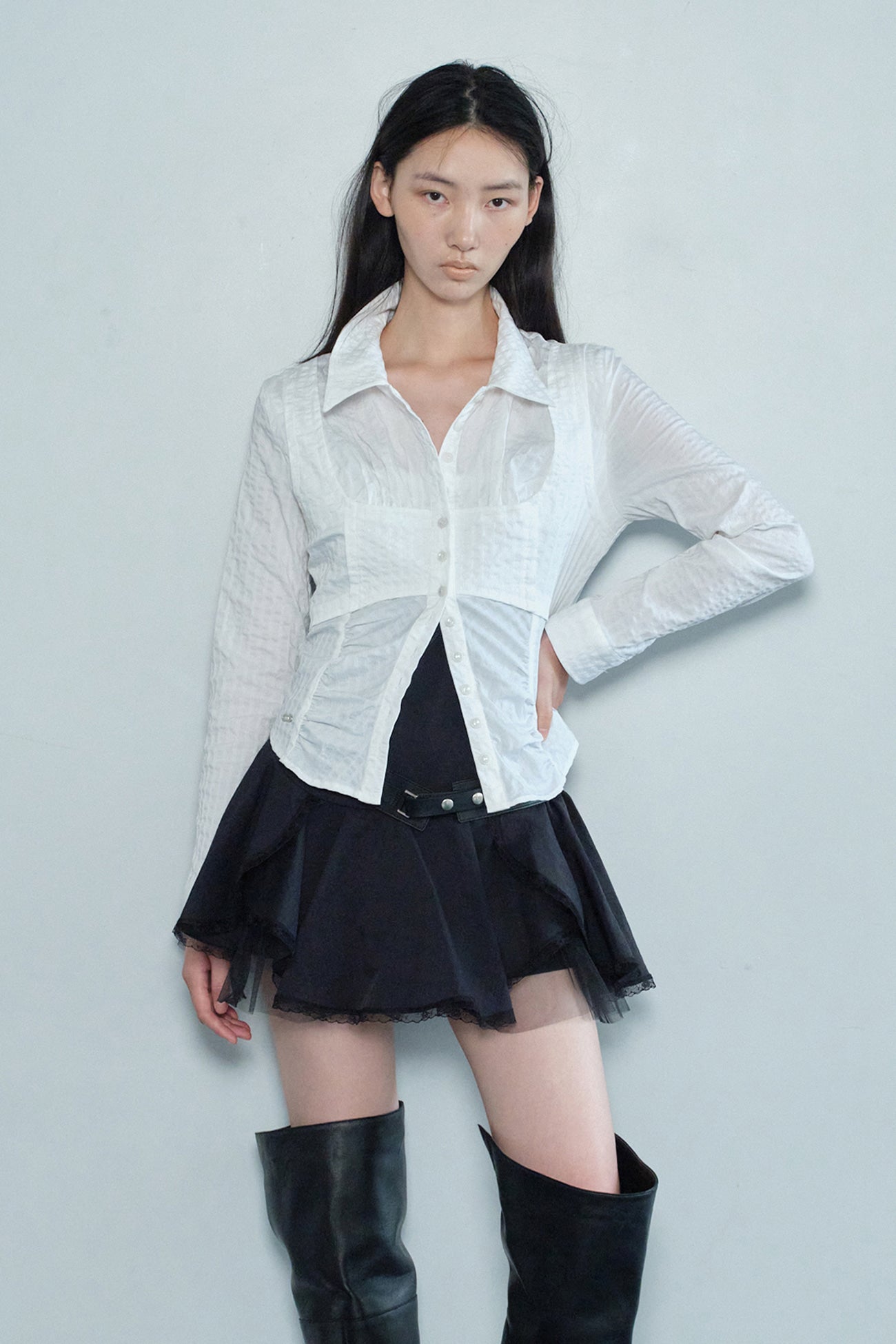 Lace Frill Dress / Black