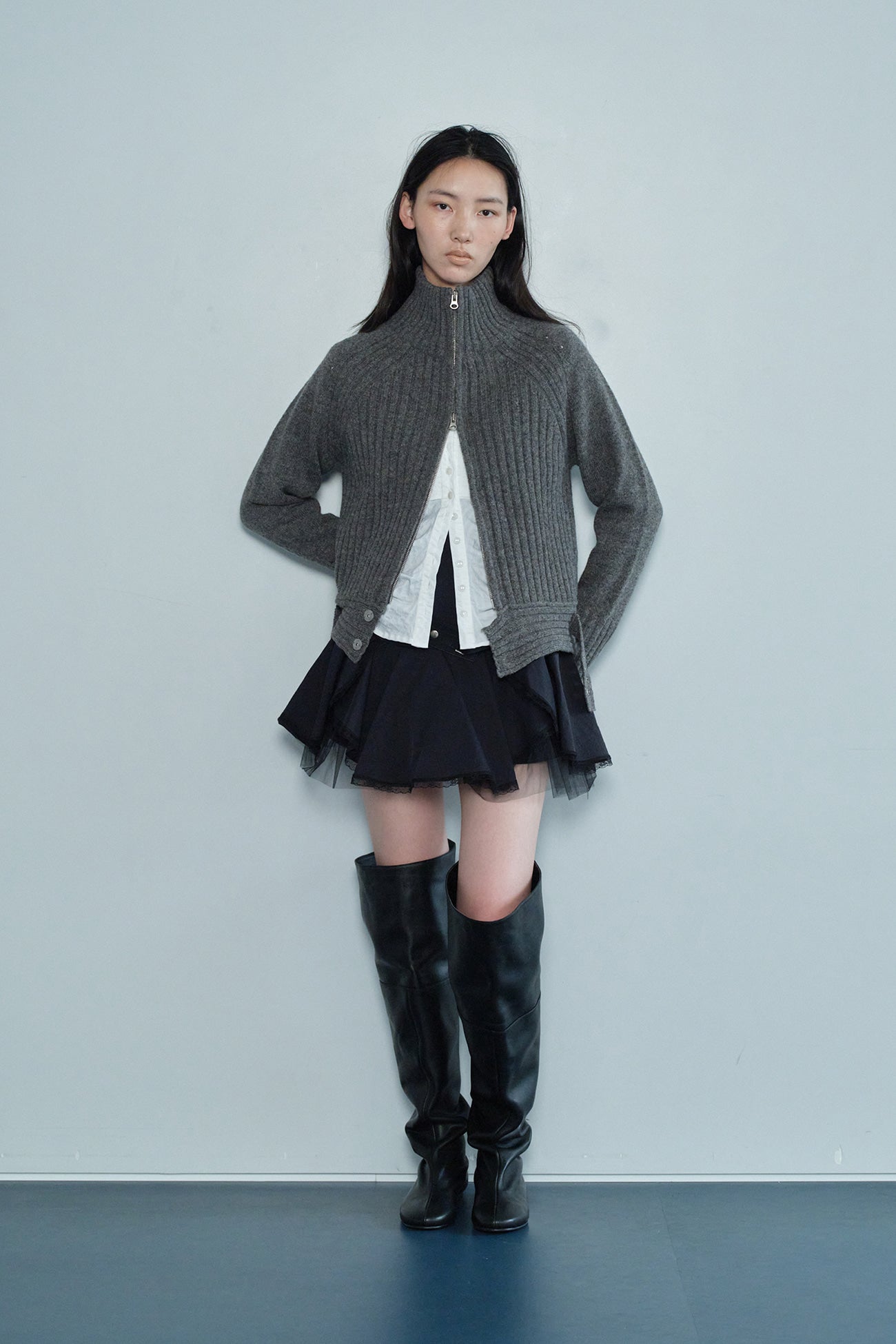 Lace Frill Dress / Black