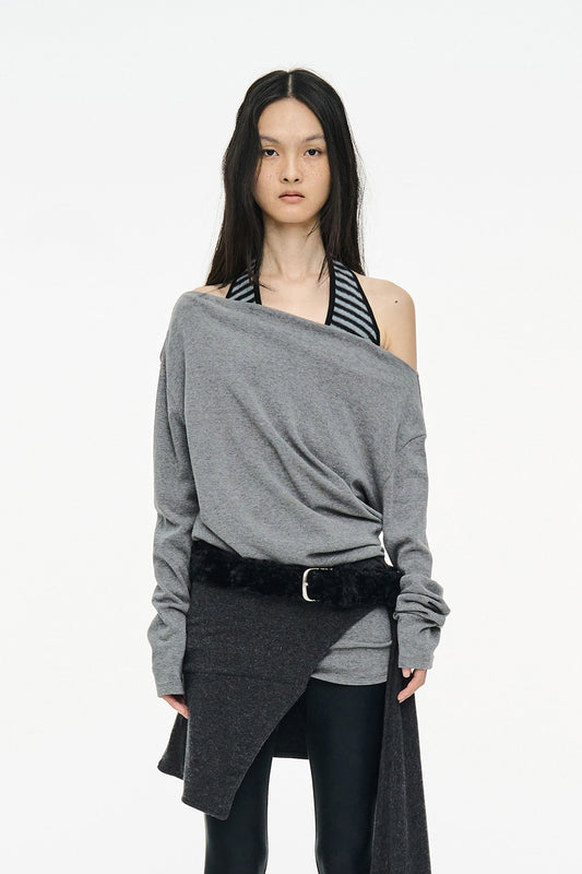 INCISION TAPERED TOP / GRAY