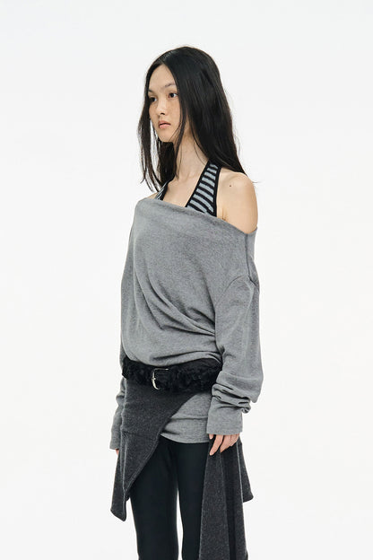 INCISION TAPERED TOP / GRAY