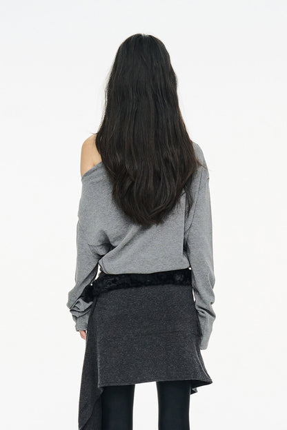 INCISION TAPERED TOP / GRAY