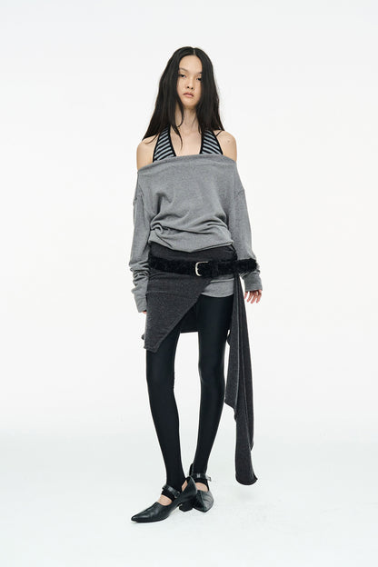 INCISION TAPERED TOP / GRAY