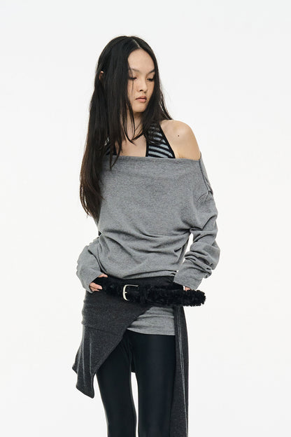 INCISION TAPERED TOP / GRAY