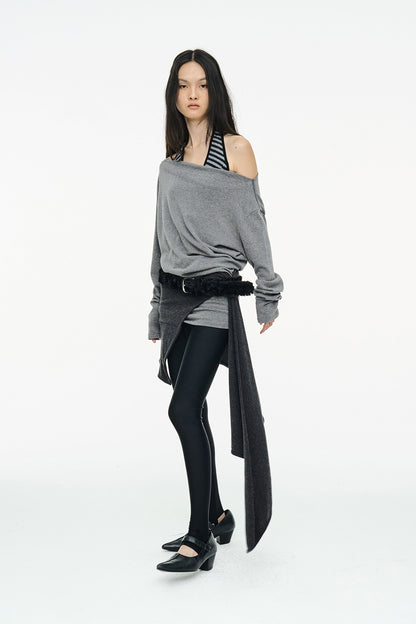 INCISION TAPERED TOP / GRAY