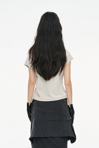 VELVET RAGLAN TOP / LIGHT GRAY