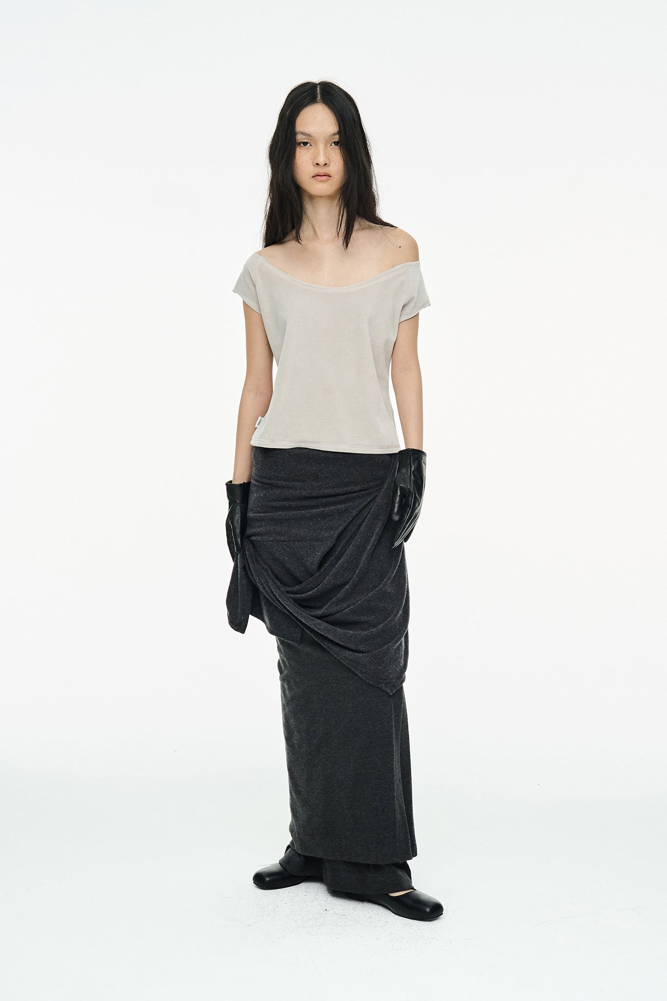 VELVET RAGLAN TOP / LIGHT GRAY