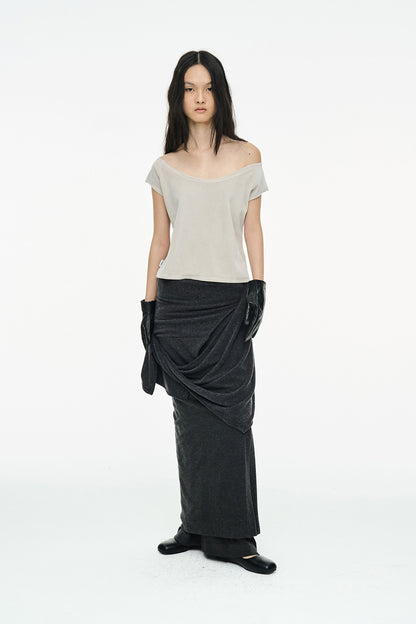 VELVET RAGLAN TOP / LIGHT GRAY