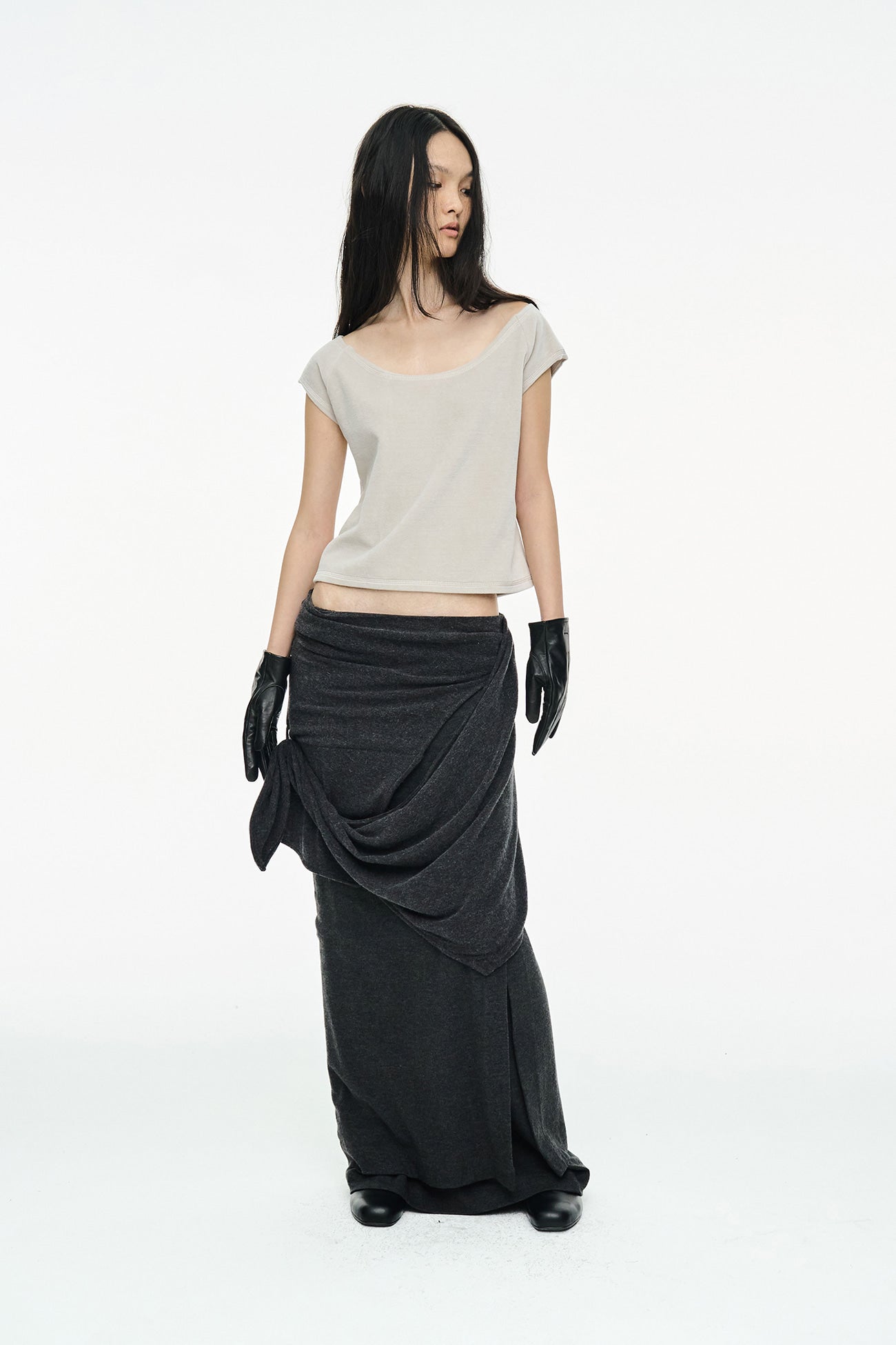 VELVET RAGLAN TOP / LIGHT GRAY