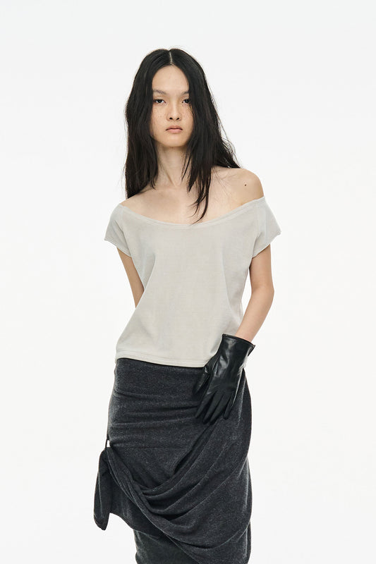 VELVET RAGLAN TOP / LIGHT GRAY