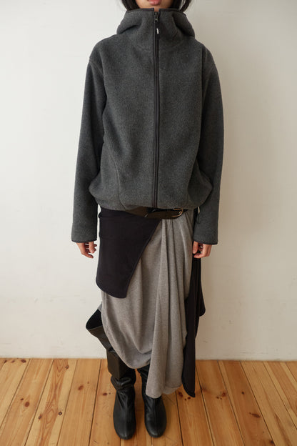 FLEECE HOODED ZIP UP / CHARCOAL