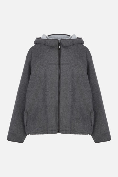 FLEECE HOODED ZIP UP / CHARCOAL