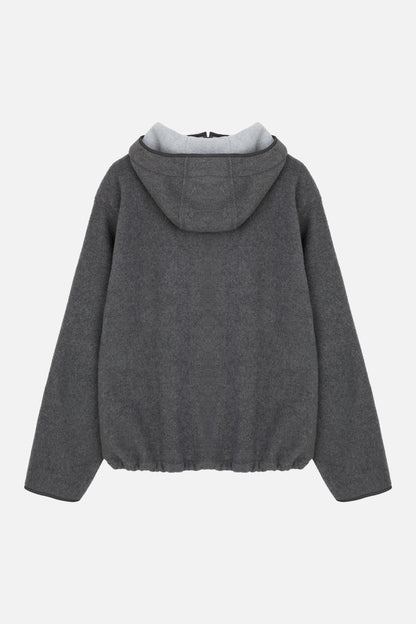 FLEECE HOODED ZIP UP / CHARCOAL
