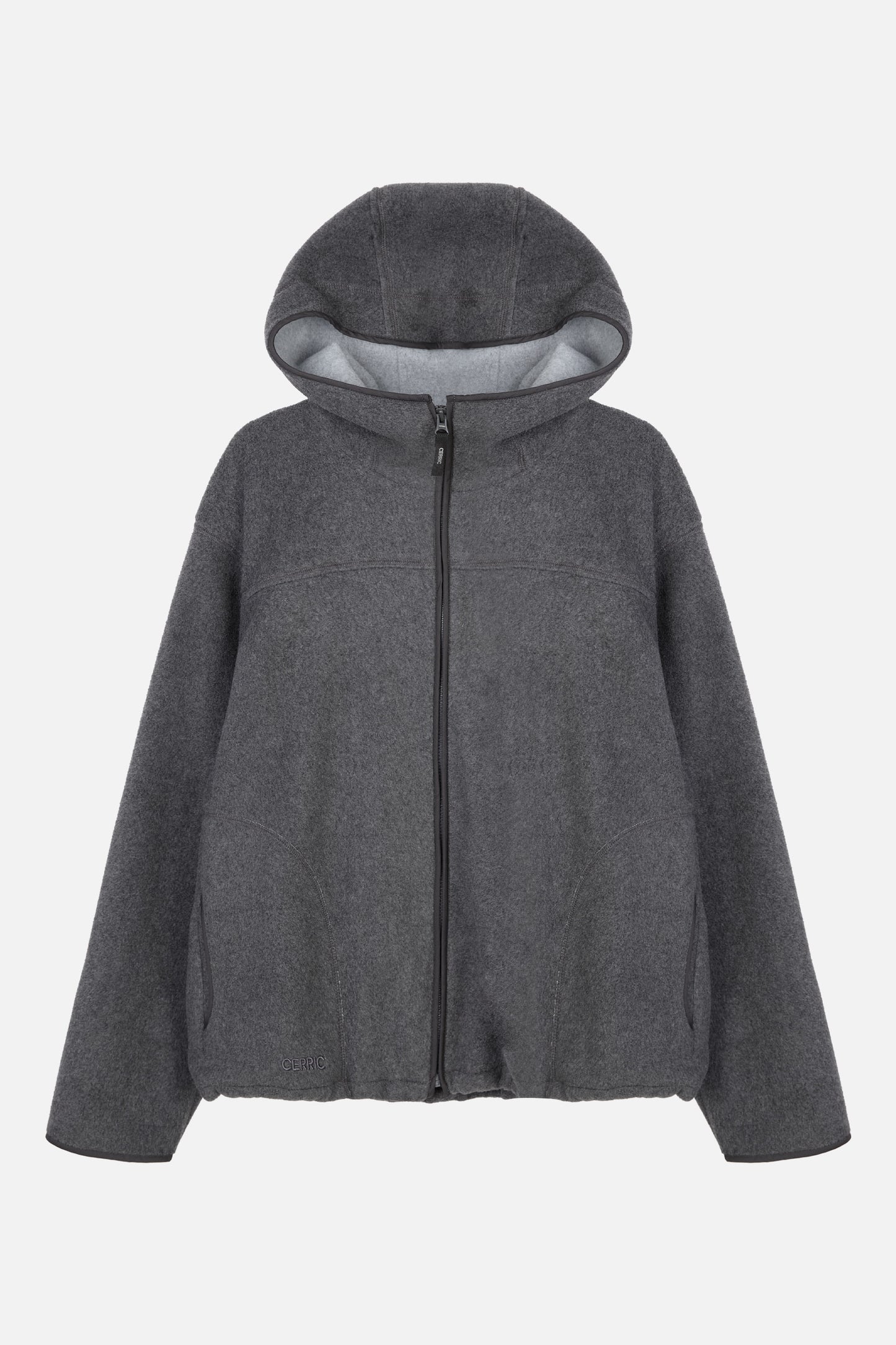 FLEECE HOODED ZIP UP / CHARCOAL