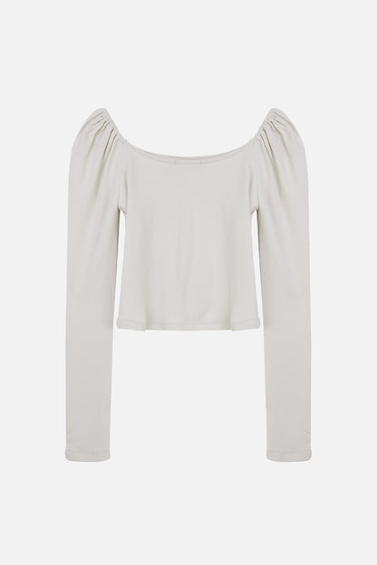 RUCHED SHIRRING TOP / GRAY