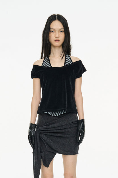 VELVET RAGLAN TOP / BLACK